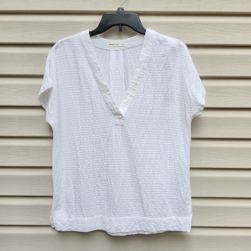 Marine Layer Bali Tunic Top Women's S White Gauze Cotton Rayon Boho Minimalist‎